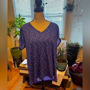 Lilly Pulitzer Blue and Pink Polka Dot Short Sleeve Tee